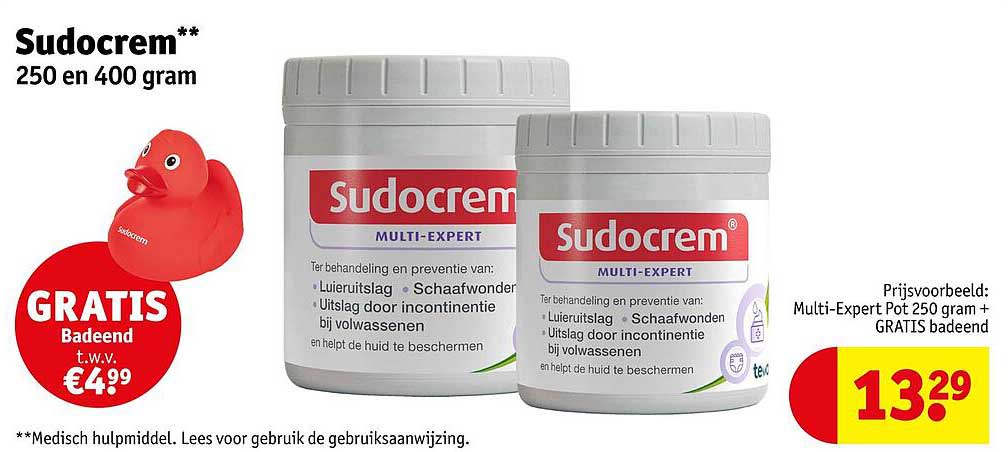 Sudocrem** 250 en 400 gram GRATIS Badeend t.w.v. €4.99