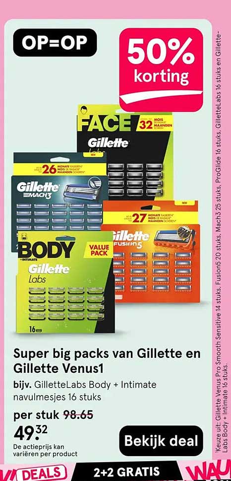 Super big packs van Gillette en Gillette Venus1 50% korting