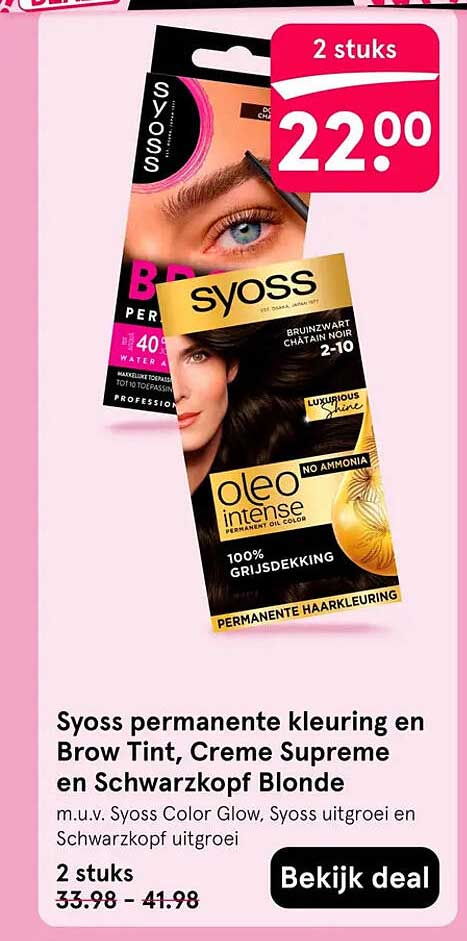 Syoss permanente kleuring en Brow Tint, Creme Supreme en Schwarzkopf Blonde