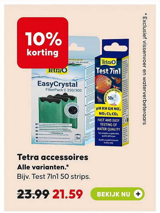 Tetra accessoires Alle varianten.* Bijv. Test 7In1 50 strips. 10% korting