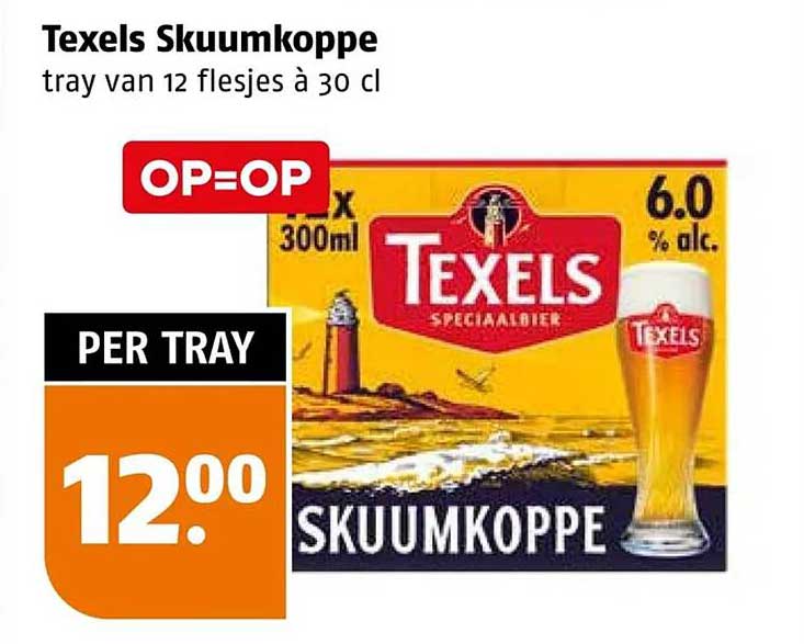 Texels Skuumkoppe tray van 12 flesjes à 30 cl OP=OP