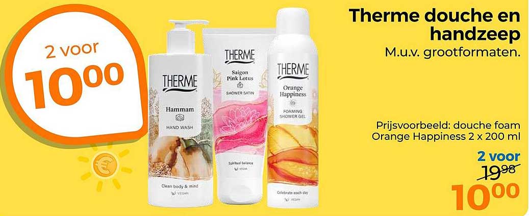 Therme douche en handzeep 2 voor 10,00