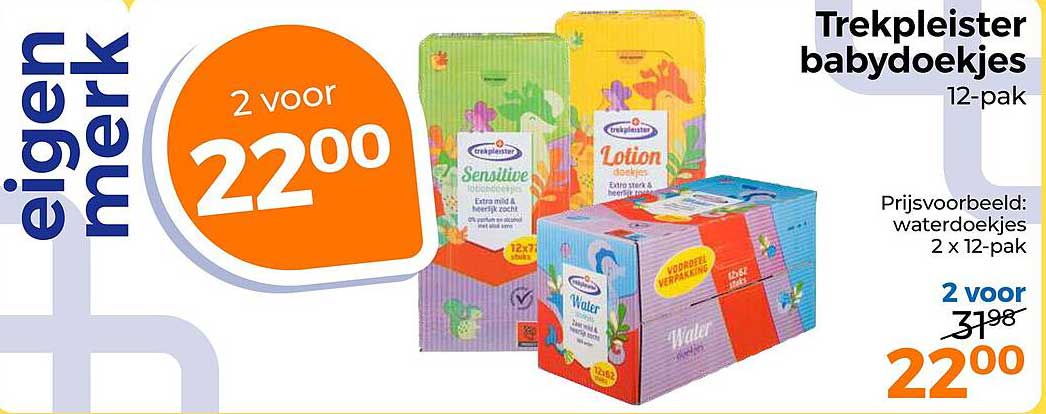 Trekpleister babdoekjes 12-pak 2 voor 22.00