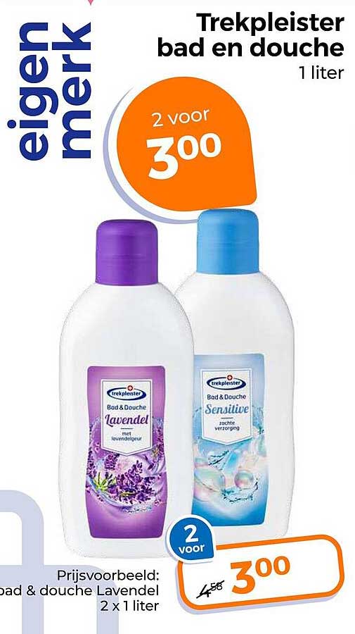 Trekpleister bad en douche 1 liter 2 voor 3.00