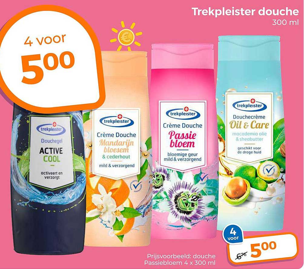 Trekpleister douche 300 ml 4 voor 5.00