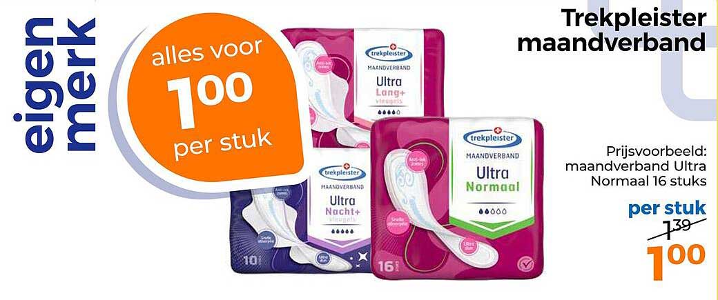 Trekpleister maandverband alles voor 100 per stuk