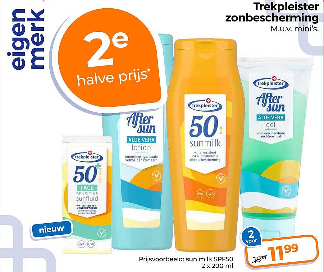Trekpleister zonbescherming M.u.v. mini's. 2e halve prijs*