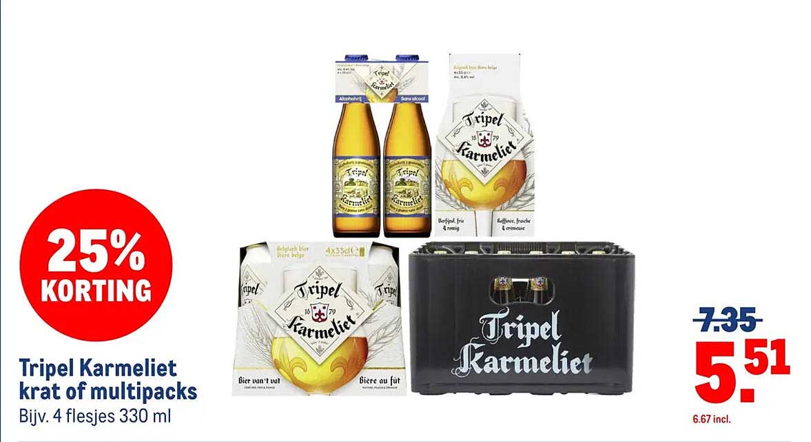 Tripel Karmeliet krat of multipacks 25% KORTING