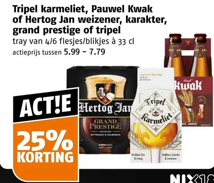 Tripel karmeliet, Pauwel Kwak of Hertog Jan weizener, karakter, grand prestige of tripel 25% KORTING