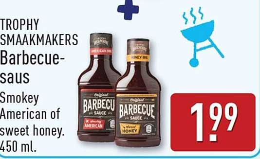 TROPHY SMAAKMAKERS Barbecue-saus Smokey American of sweet honey. 450 ml.