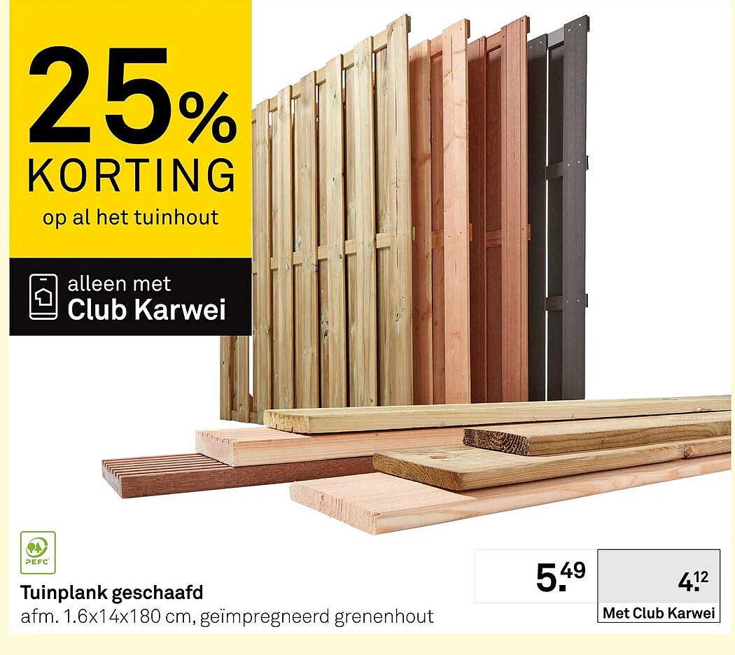 Tuinplank geschaafd