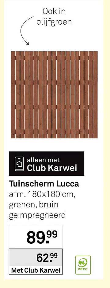 Tuinscherm Lucca afm. 180x180 cm, groen, bruin geïmpregneerd