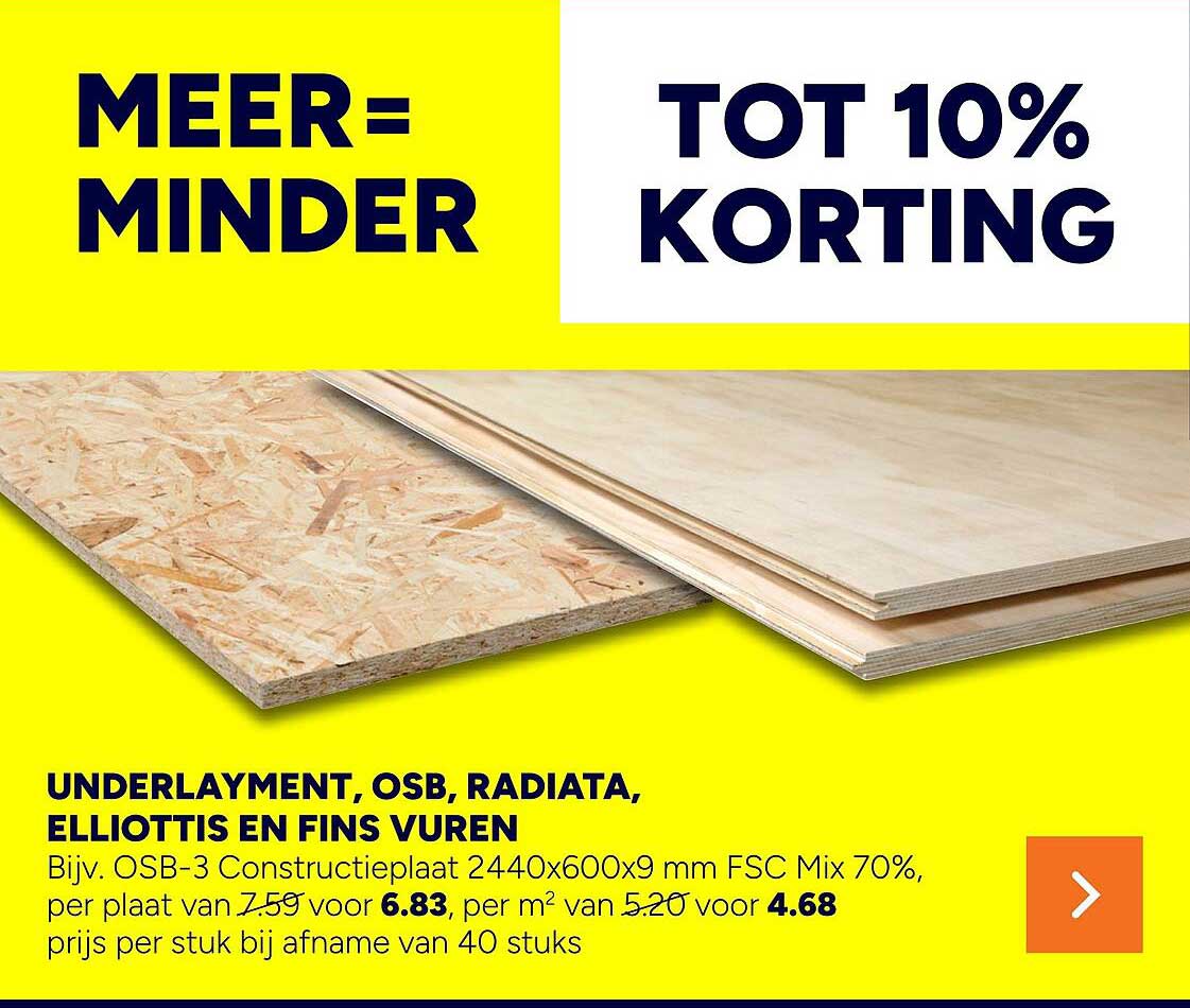 UNDERlAYMENT, OSB, RADIATA, ELLIOTTIS EN FINS VUREN