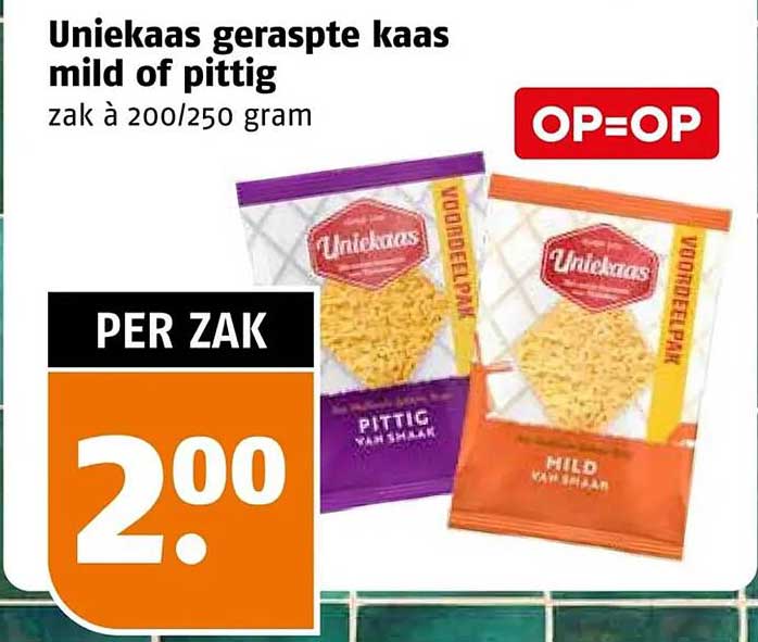 Uniekaas geraspte kaas mild of pittig