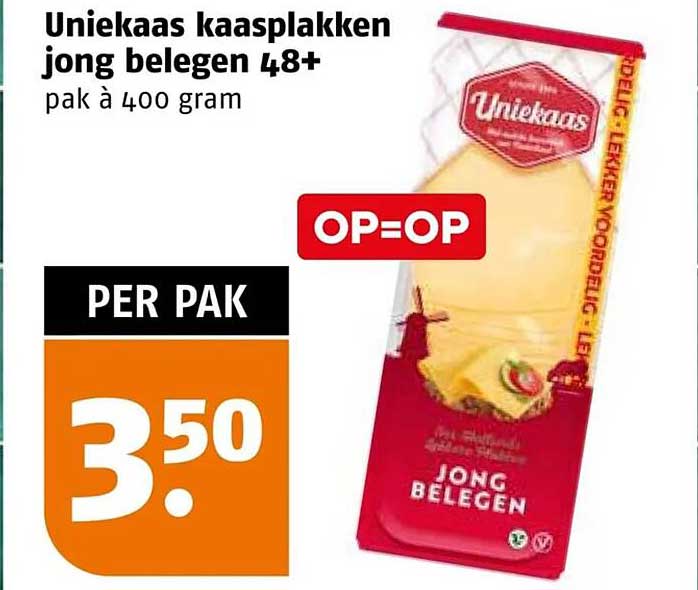 Uniekaas kaasplakken jong belegen 48+ pak à 400 gram OP=OP