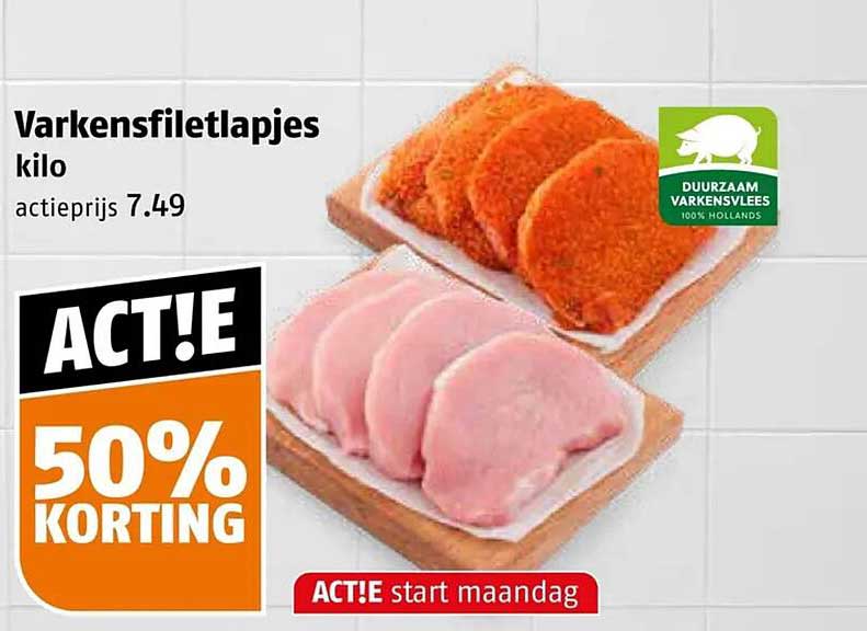 Varkensfiletlapjes kilo ACT!E 50% KORTING