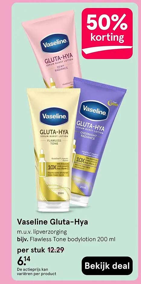 Vaseline Gluta-Hya 50% korting