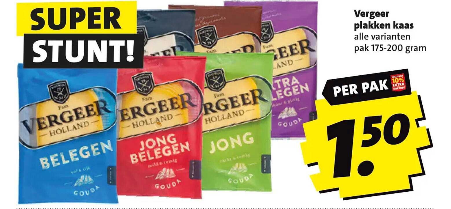 Vergeer plakken kaas alle varianten pak 175-200 gram PER PAK