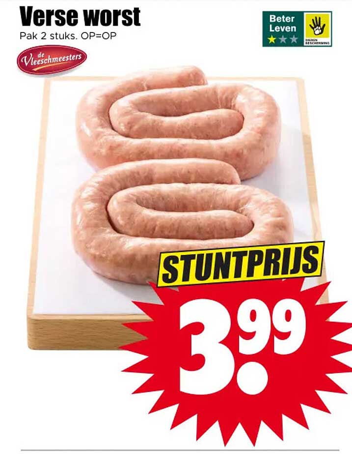 Verse worst Pak 2 stuks. OP=OP