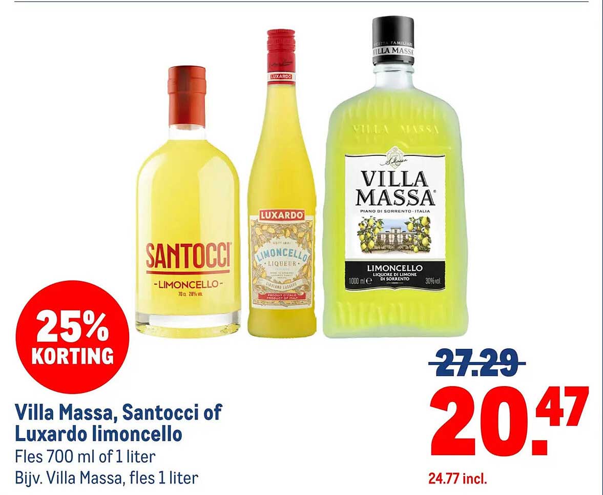 Villa Massa, Santocci of Luxardo limoncello 25% KORTING