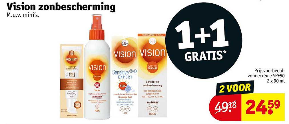Vision zonbescherming M.u.v. mini’s. 1+1 GRATIS*
