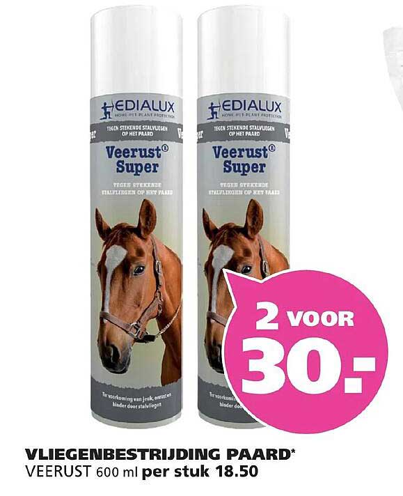 Vliegenbestrijding paard* Veerust 600 ml per stuk 18.50 2 voor 30,-