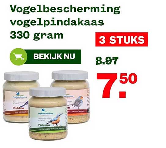 Vogelbescherming vogelpindakaas 330 gram 3 STUKS