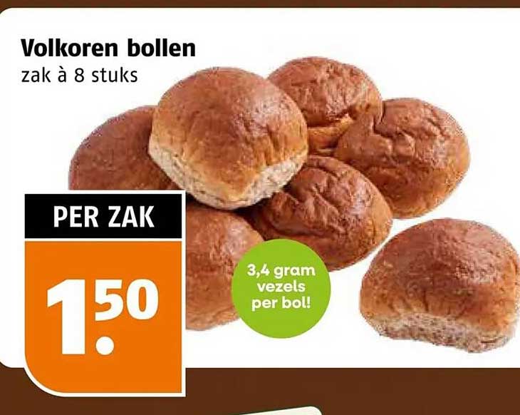 Volkoren bollen zak à 8 stuks