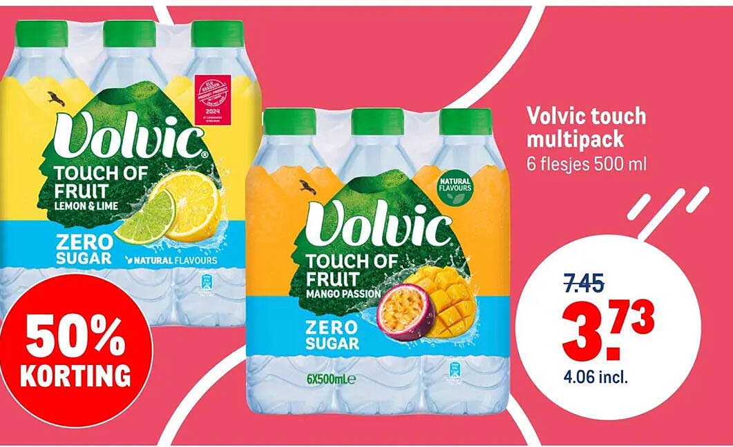 Volvic touch multipack 6 flesjes 500 ml 50% KORTING