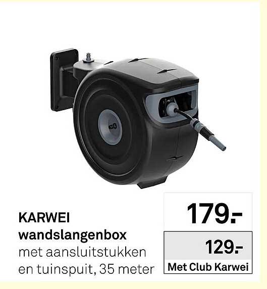 wandslangenbox met aansluitstukken en tuinspuit, 35 meter