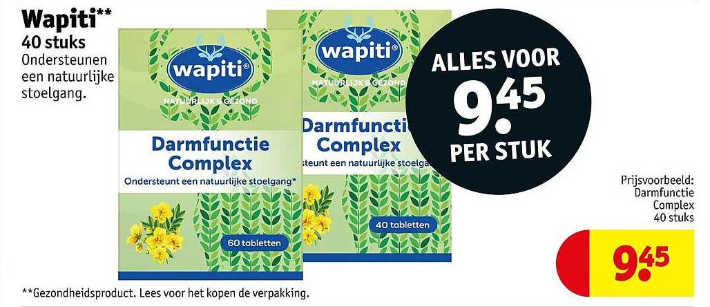 Wapiti Darmfunctie Complex 40 stuks 0ndertsteunen een natuurlijke stoelgang.
