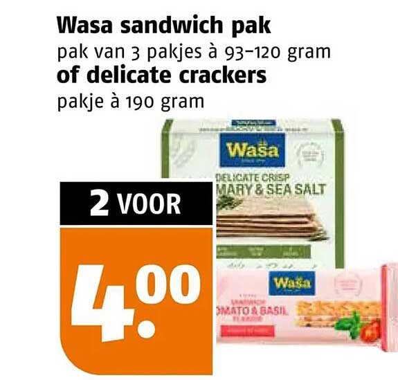 Wasa sandwich pak of delicate crackers 2 voor