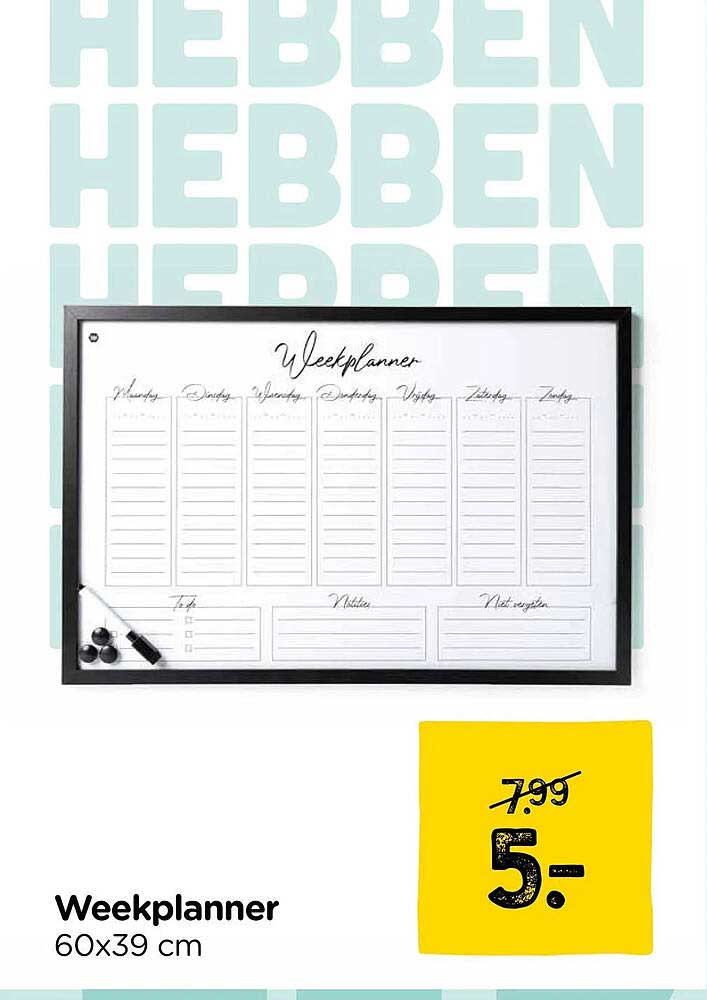 Weekplanner 60x39 cm