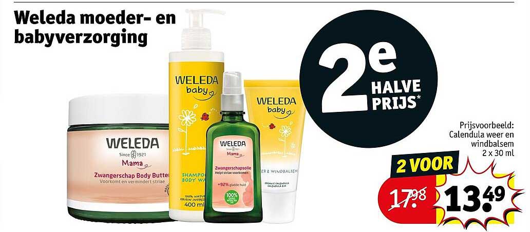 Weleda moeder- en babyverzorging 2e halve prijs