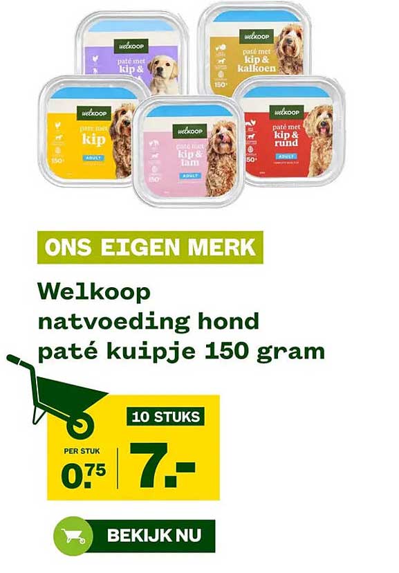 Welkoop natvoeding hond paté kuipje 150 gram