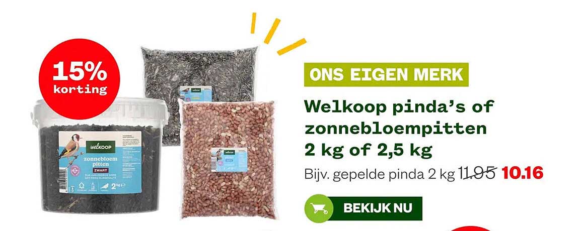Welkoop pinda’s of zonnebloempitten 2 kg of 2,5 kg