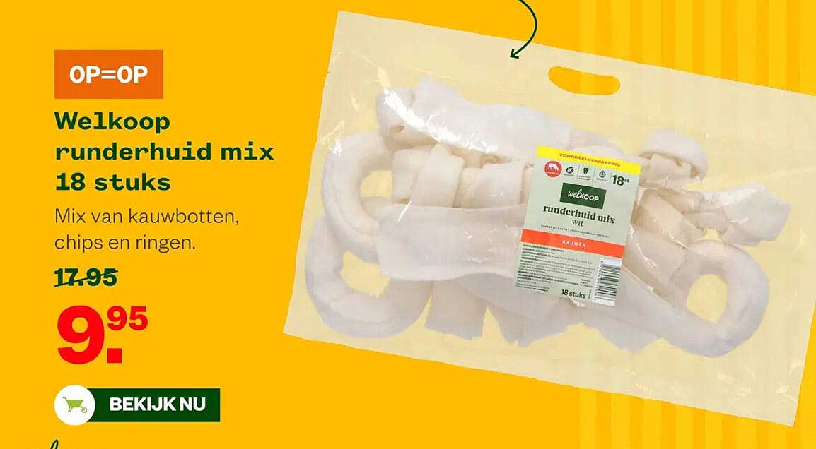 Welkoop runderhuid mix 18 stuks