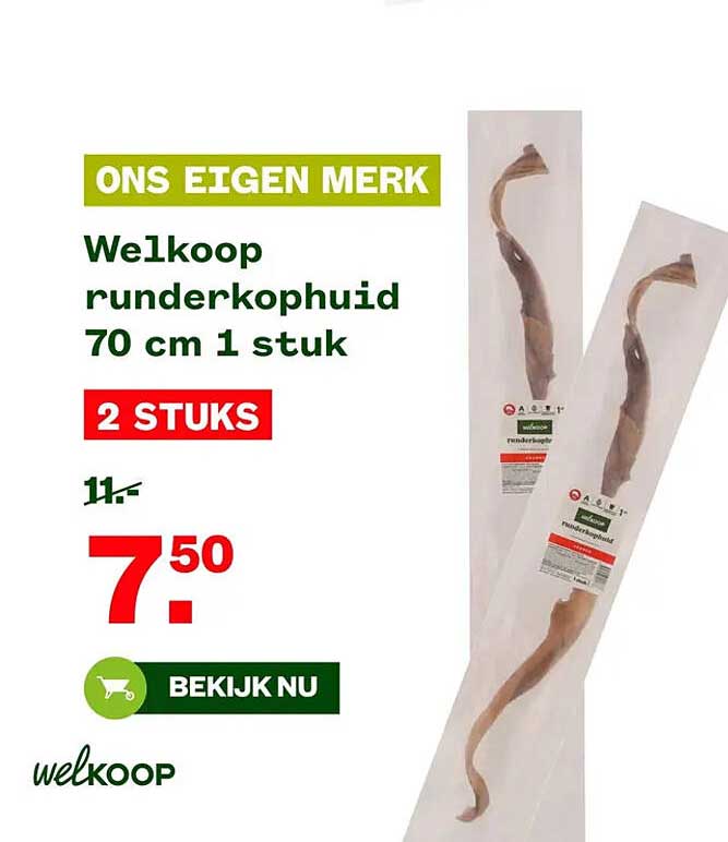 Welkoop runderkopuhuid 70 cm 1 stuk 2 STUKS