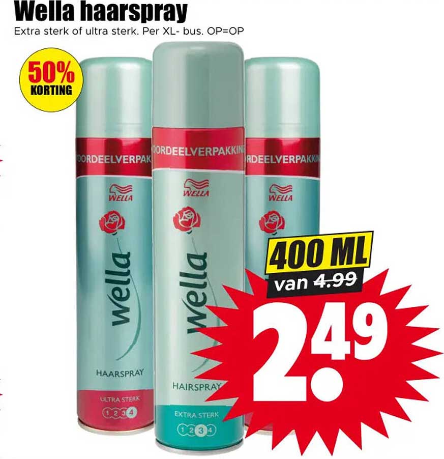 Wella haarspray 400 ml 50% korting