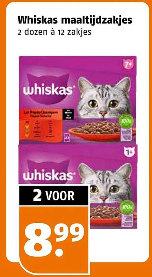 Whiskas maaltijdzakjes 2 dozen à 12 zakjes