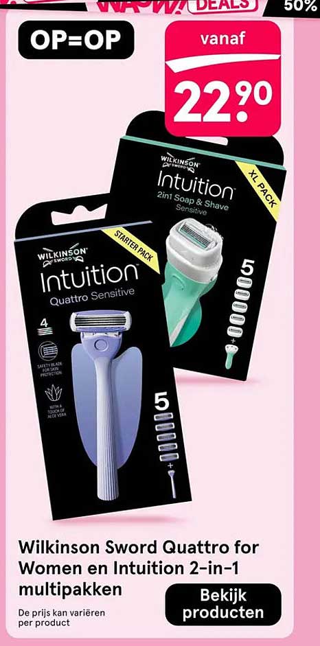 Wilkinson Sword Quattro for Women en Intuition 2-in-1 multipakken