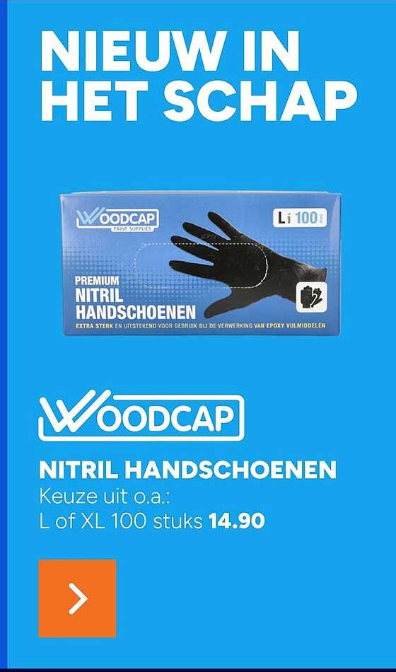 WOODCAP NITRIL HANDSCHOENEN Keuze uit o.a.: L of XL 100 stuks