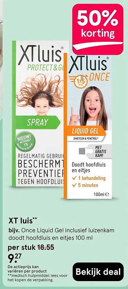 XT luis** biv. Once Liquid Gel inclusief luizenkam doodt hoofdluis en eitjes 100 ml 50% korting
