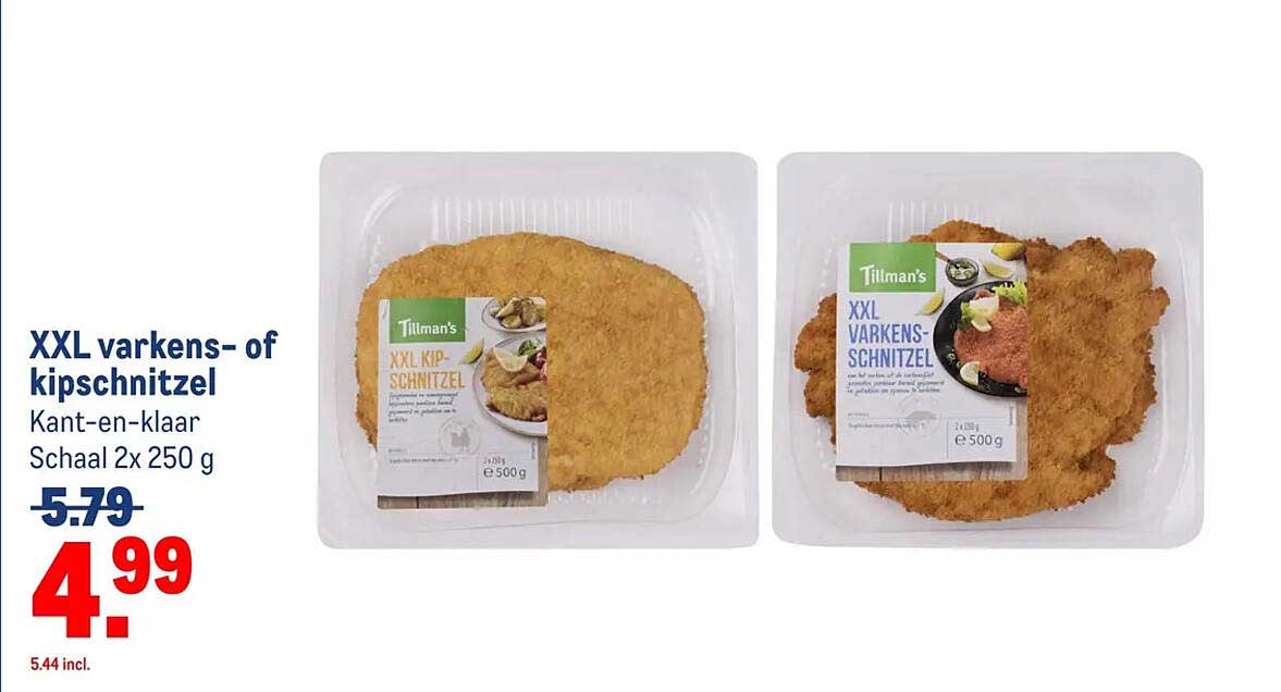 XXL varkens- of kipschnitzel