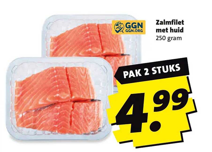 Zalmfilet met huid 250 gram PAK 2 STUKS