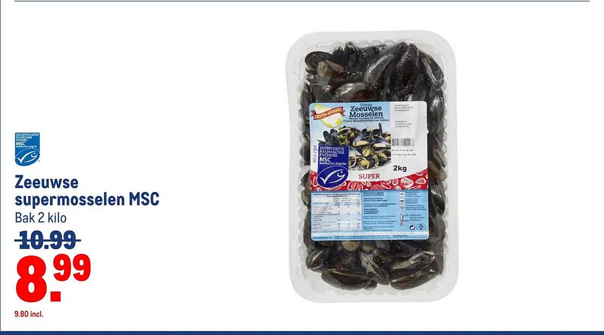 Zeeuwse supermosselen MSC Bak 2 kilo