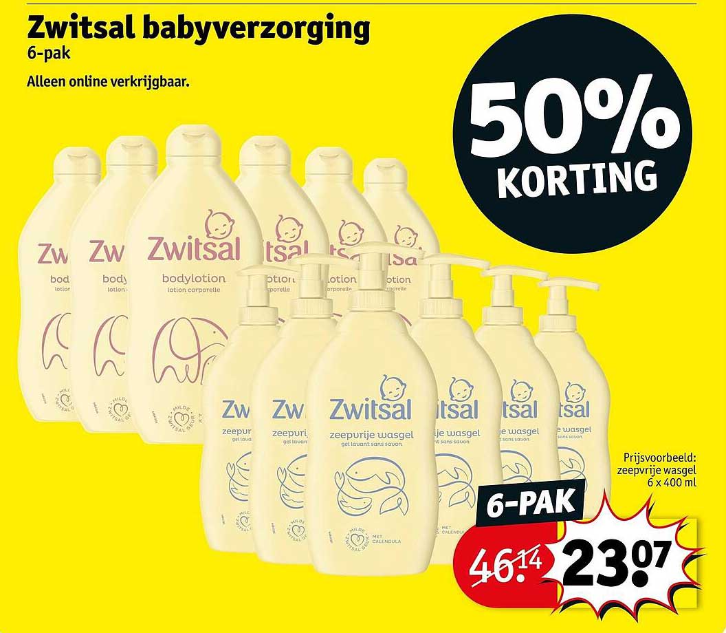 Zwitsal babyverzorging 6-pak 50% korting