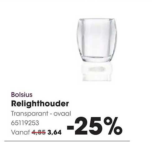Bolsius Relighthouder Transparant - ovaal 65119253 -25%