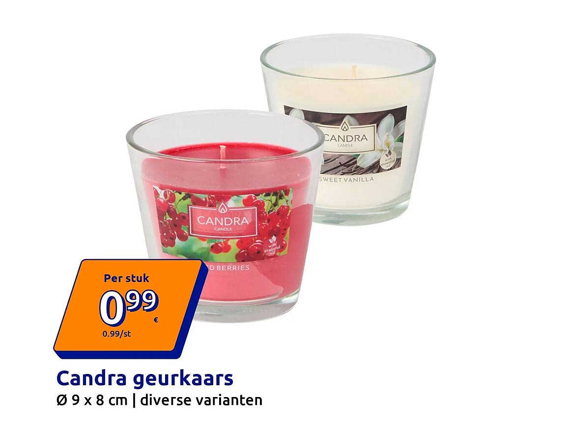 Candra geurkaars Ø 9 x 8 cm | diverse varianten