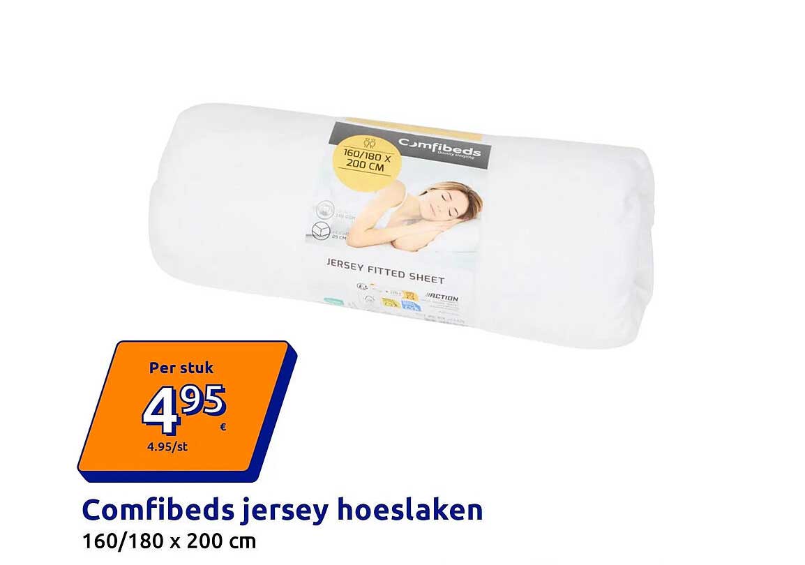 Comfibeds jersey hoeslaken 160/180 x 200 cm